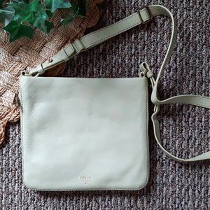 Pale Dusty Sage Leather FOSSIL Crossbody shoulder Bag